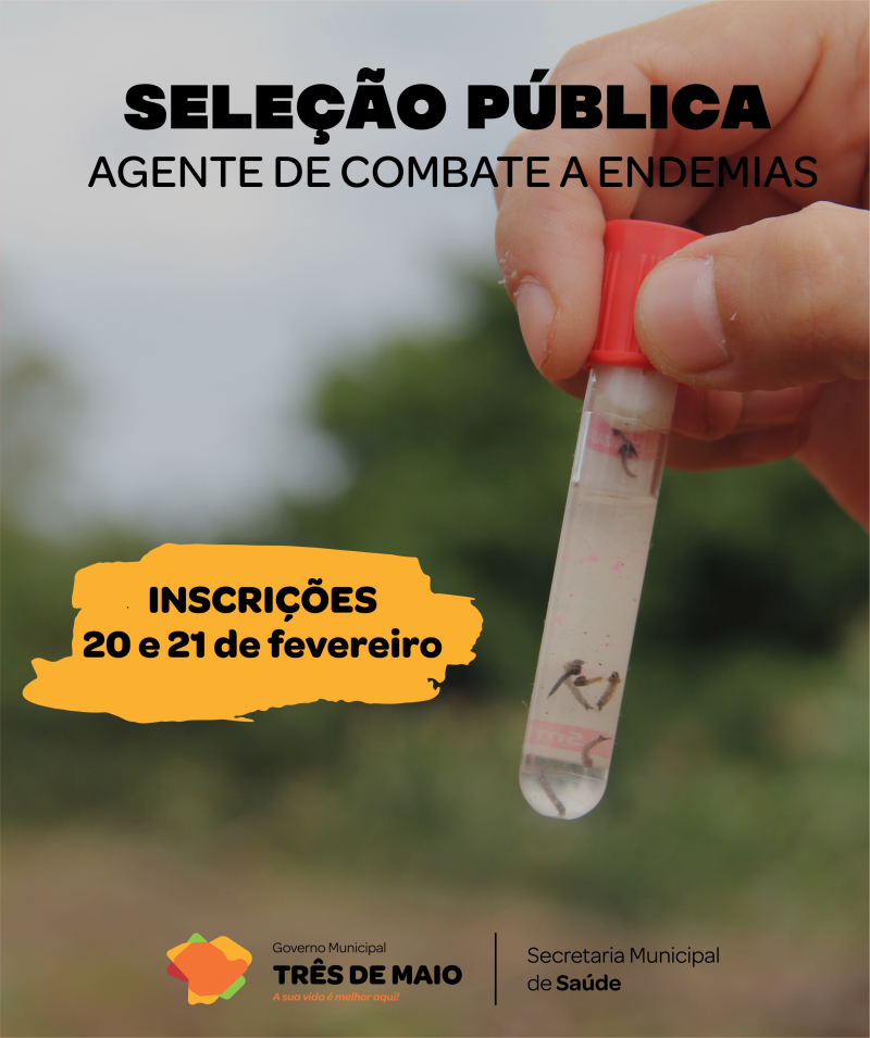 Vaga de trabalho: Secretaria de Saúde realiza seleção púbica para agente de combate a endemias